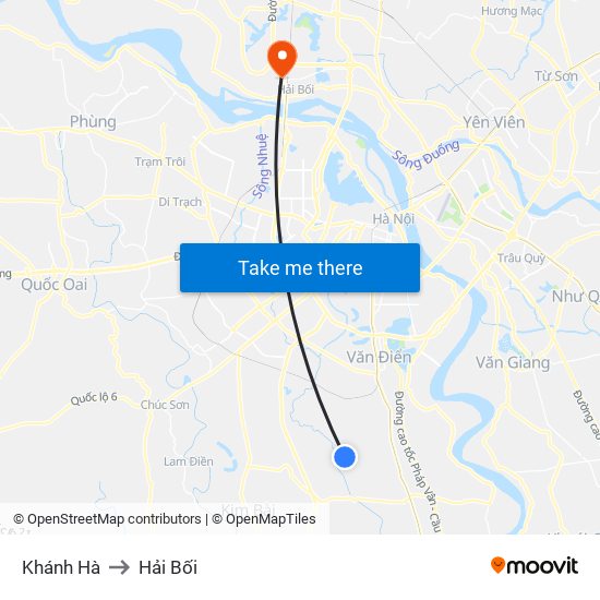 Khánh Hà to Hải Bối map