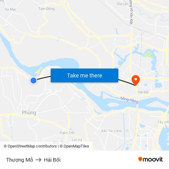 Thượng Mỗ to Hải Bối map