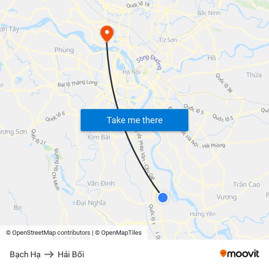 Bạch Hạ to Hải Bối map