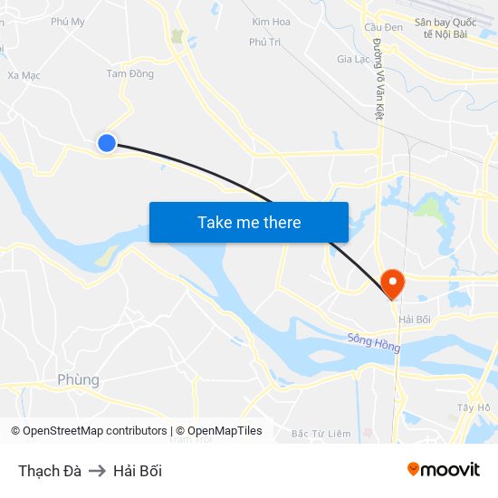 Thạch Đà to Hải Bối map