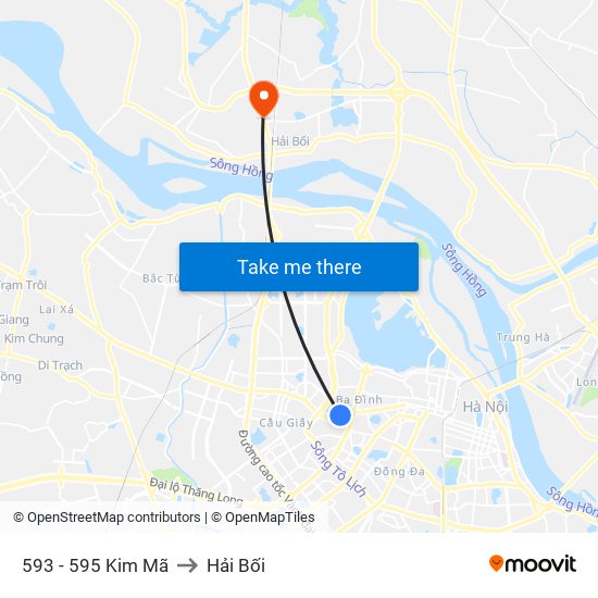 593 - 595 Kim Mã to Hải Bối map