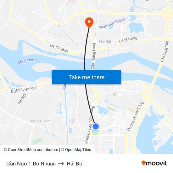 Gần Ngõ 1 Đỗ Nhuận to Hải Bối map