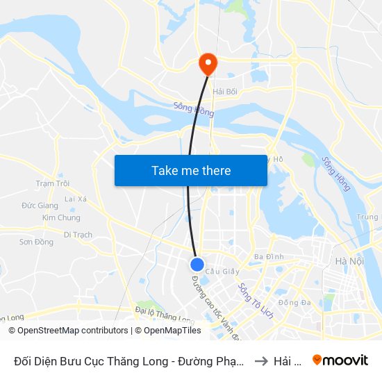 Đối Diện Bưu Cục Thăng Long - Đường Phạm Hùng to Hải Bối map