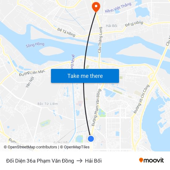 Đối Diện 36a Phạm Văn Đồng to Hải Bối map