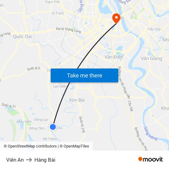 Viên An to Hàng Bài map