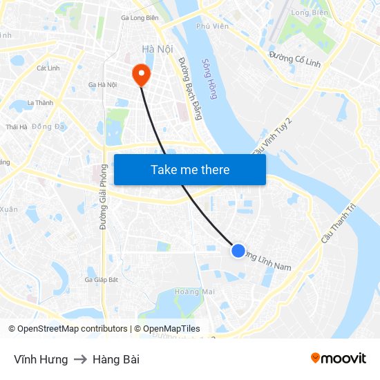 Vĩnh Hưng to Hàng Bài map