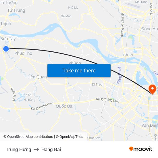 Trung Hưng to Hàng Bài map