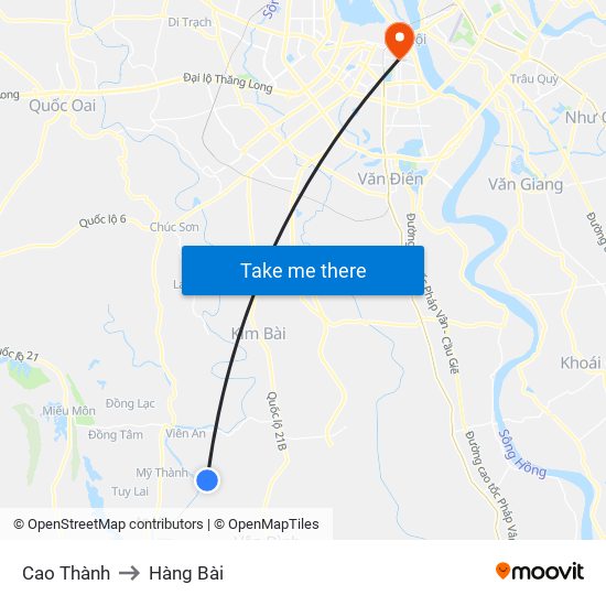 Cao Thành to Hàng Bài map