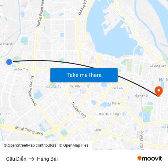 Cầu Diễn to Hàng Bài map