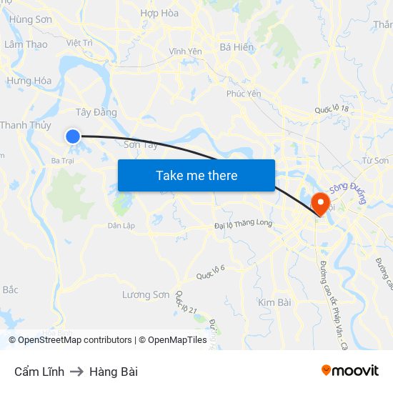 Cẩm Lĩnh to Hàng Bài map