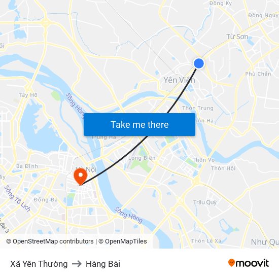 Xã Yên Thường to Hàng Bài map