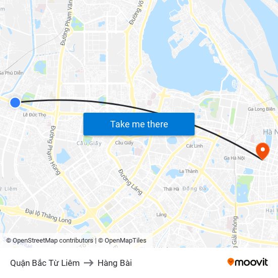 Quận Bắc Từ Liêm to Hàng Bài map