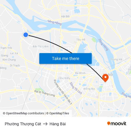 Phường Thượng Cát to Hàng Bài map