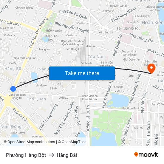 Phường Hàng Bột to Hàng Bài map