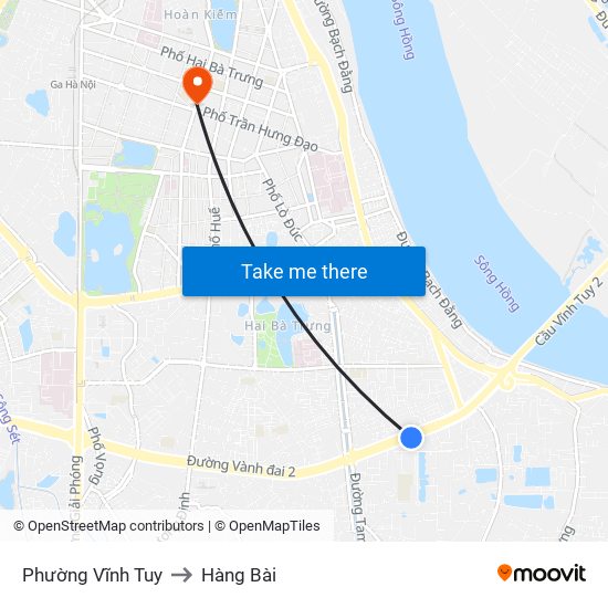 Phường Vĩnh Tuy to Hàng Bài map