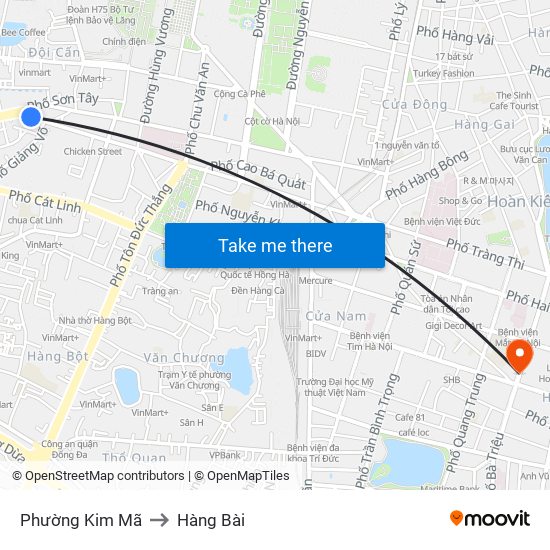 Phường Kim Mã to Hàng Bài map