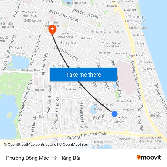 Phường Đống Mác to Hàng Bài map