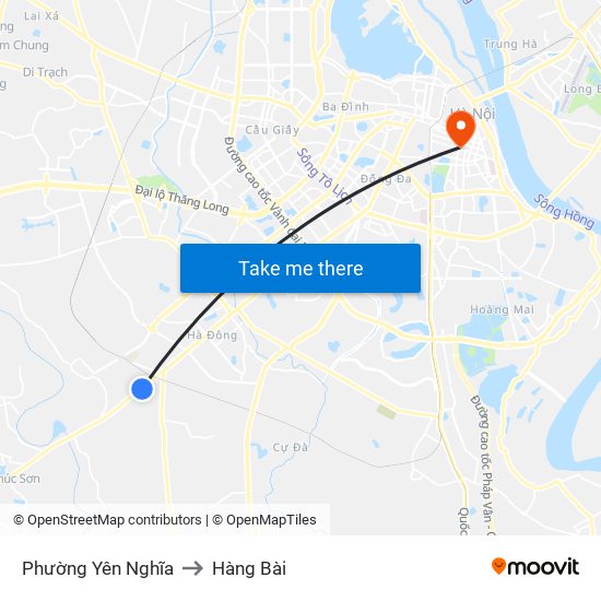 Phường Yên Nghĩa to Hàng Bài map