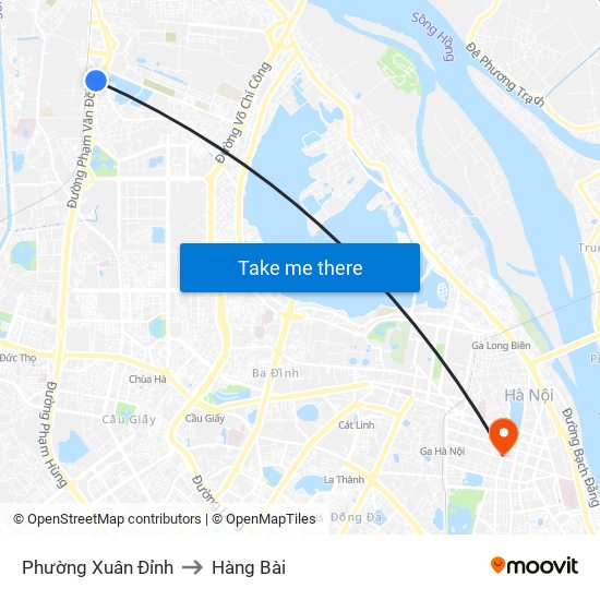 Phường Xuân Đỉnh to Hàng Bài map