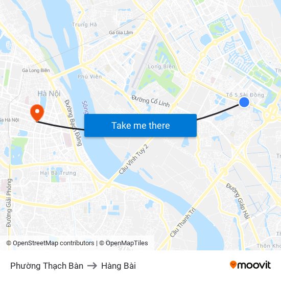 Phường Thạch Bàn to Hàng Bài map