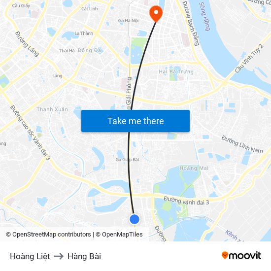 Hoàng Liệt to Hàng Bài map