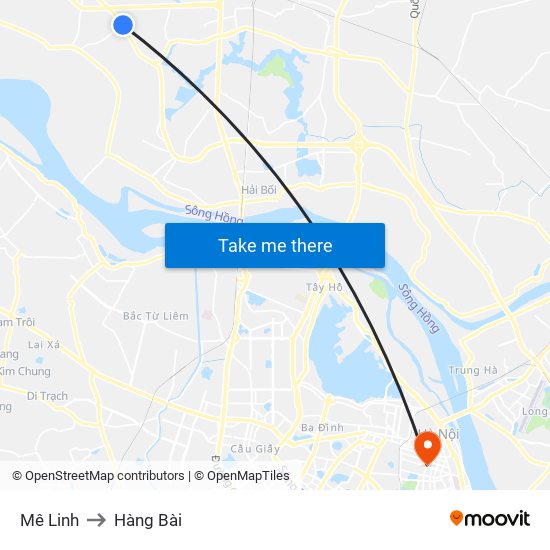 Mê Linh to Hàng Bài map