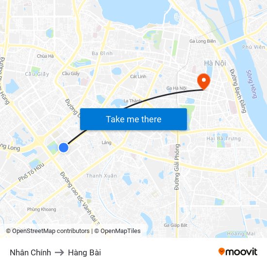 Nhân Chính to Hàng Bài map