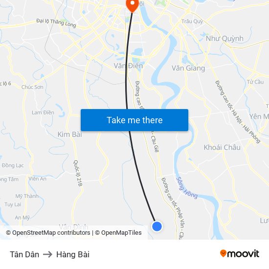 Tân Dân to Hàng Bài map