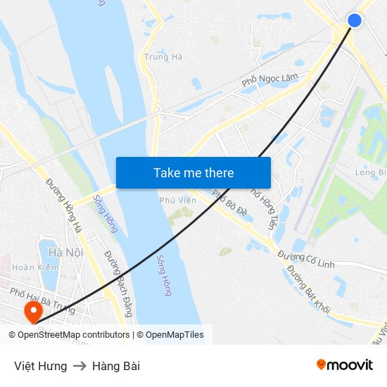 Việt Hưng to Hàng Bài map