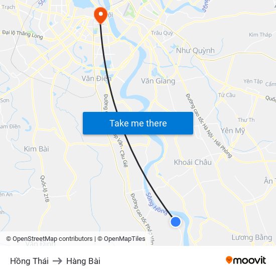 Hồng Thái to Hàng Bài map