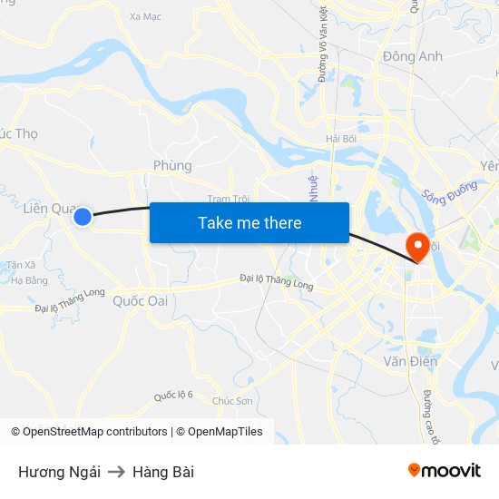 Hương Ngải to Hàng Bài map