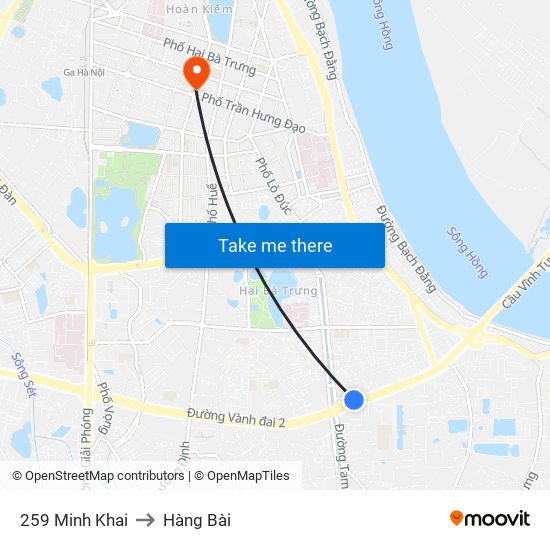 259 Minh Khai to Hàng Bài map