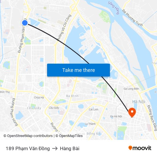 189 Phạm Văn Đồng to Hàng Bài map