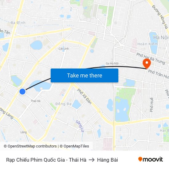 Rạp Chiếu Phim Quốc Gia - Thái Hà to Hàng Bài map