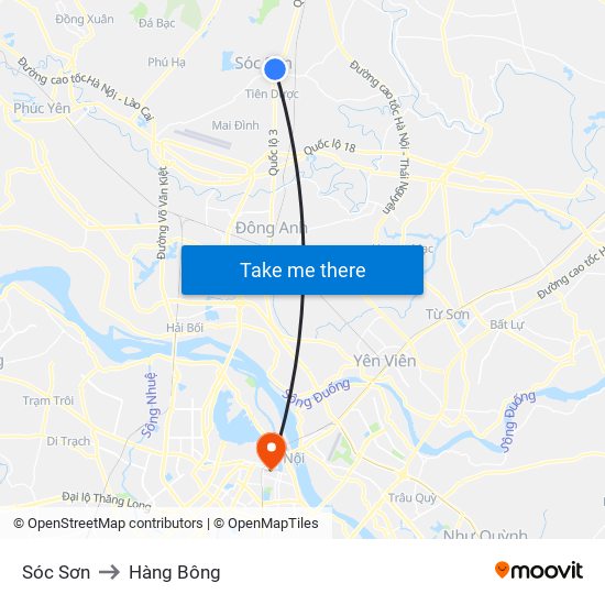 Sóc Sơn to Hàng Bông map