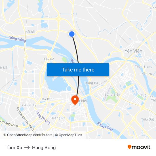 Tầm Xá to Hàng Bông map
