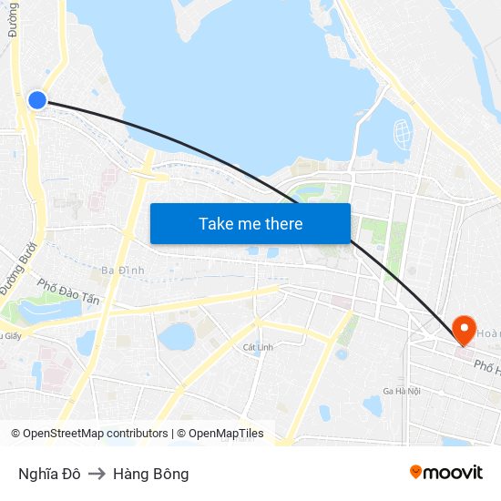 Nghĩa Đô to Hàng Bông map