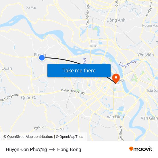 Huyện Đan Phượng to Hàng Bông map