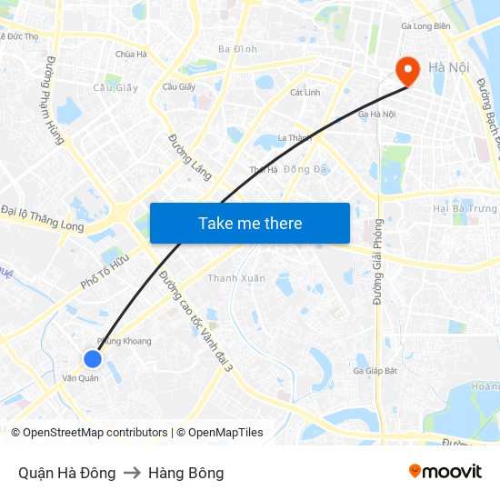 Quận Hà Đông to Hàng Bông map