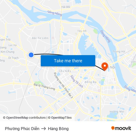 Phường Phúc Diễn to Hàng Bông map