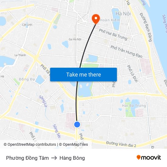 Phường Đồng Tâm to Hàng Bông map