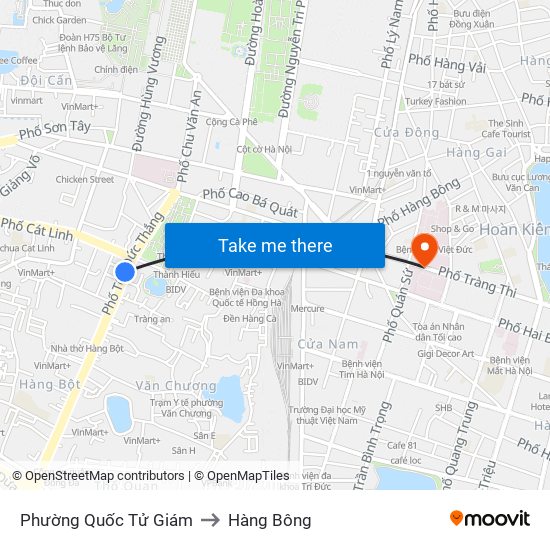 Phường Quốc Tử Giám to Hàng Bông map