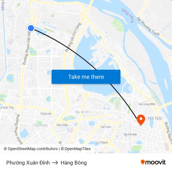 Phường Xuân Đỉnh to Hàng Bông map