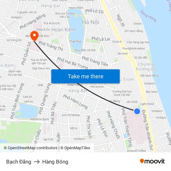 Bạch Đằng to Hàng Bông map