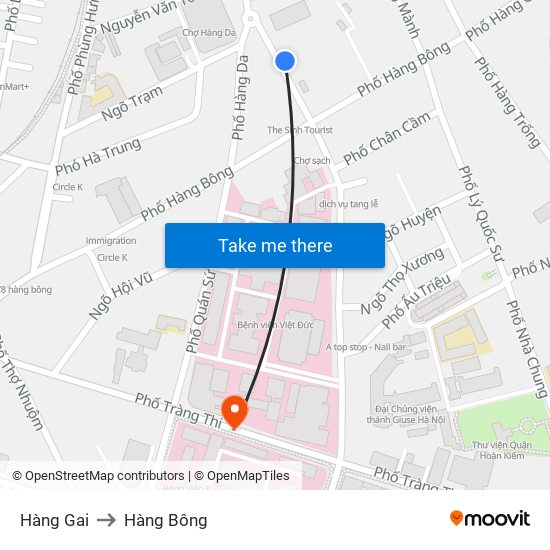 Hàng Gai to Hàng Bông map