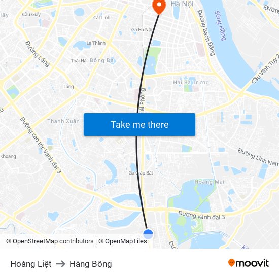Hoàng Liệt to Hàng Bông map