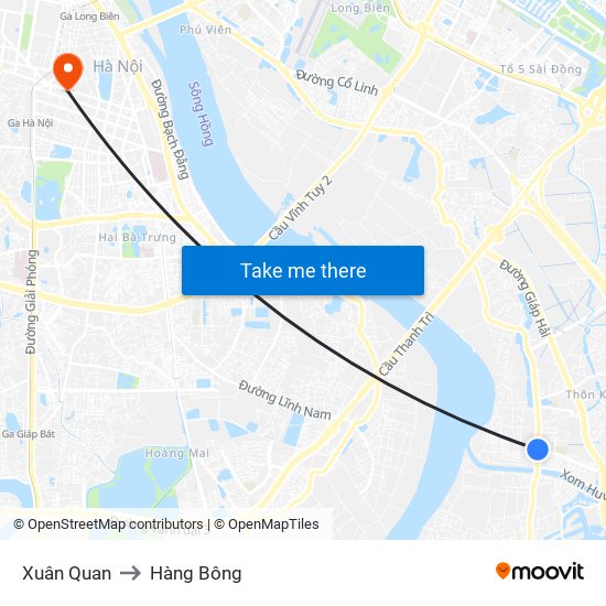 Xuân Quan to Hàng Bông map
