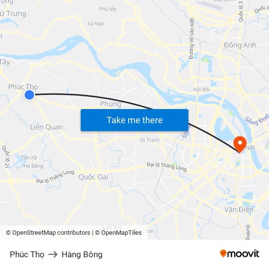 Phúc Thọ to Hàng Bông map