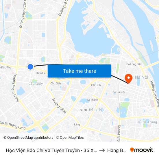 Học Viện Báo Chí Và Tuyên Truyền - 36 Xuân Thủy to Hàng Bông map