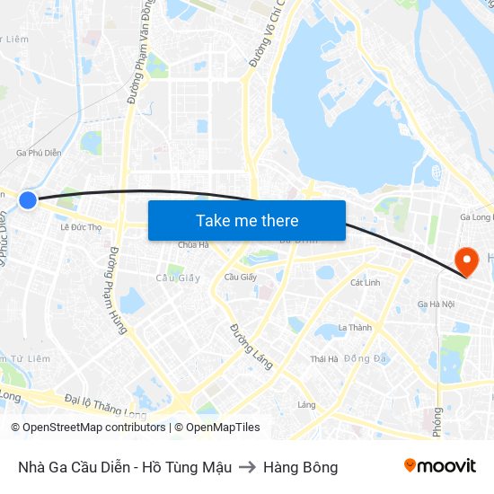 Nhà Ga Cầu Diễn - Hồ Tùng Mậu to Hàng Bông map